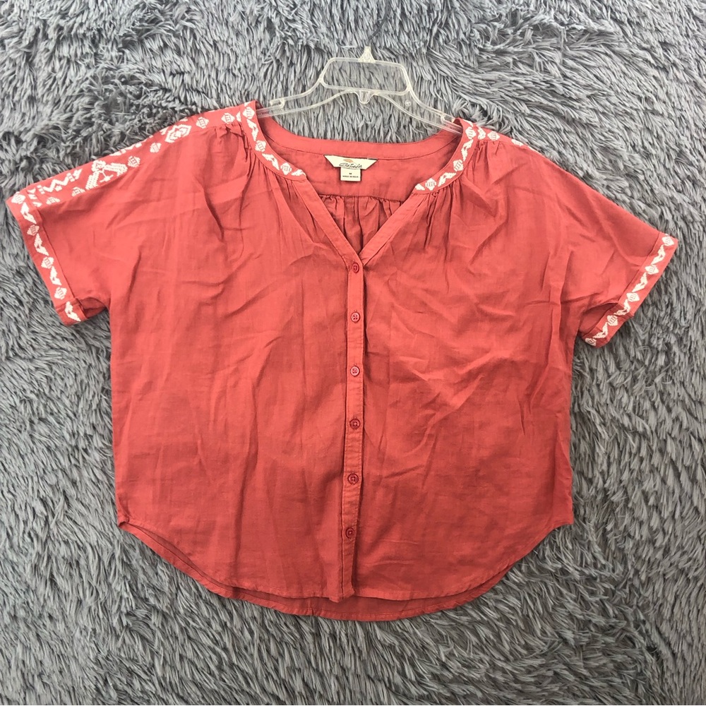 Bob Timberlake Shirt Womens Medium Aztec Southwestern Vneck Button Down